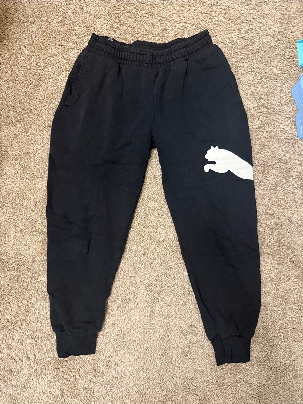 Puma Black Jogger Sweatpants with White Puma Logo
